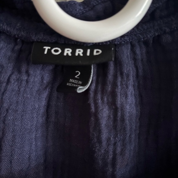 Torrid Navy Ruffle Sleeve Blouse - Picture 3 of 5